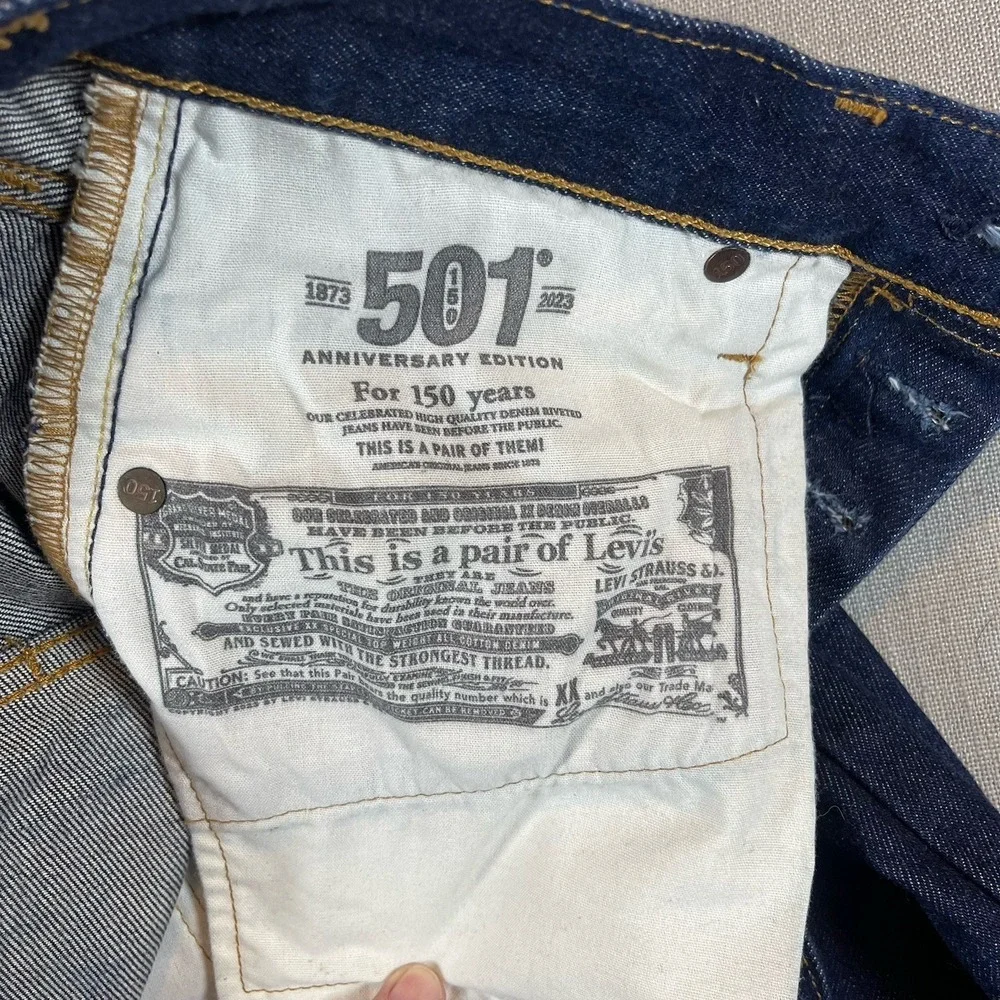 Levis 501 Jeans Men 26x30 Raw Indigo Selvedge Denim 150th Anniversary Button Fly